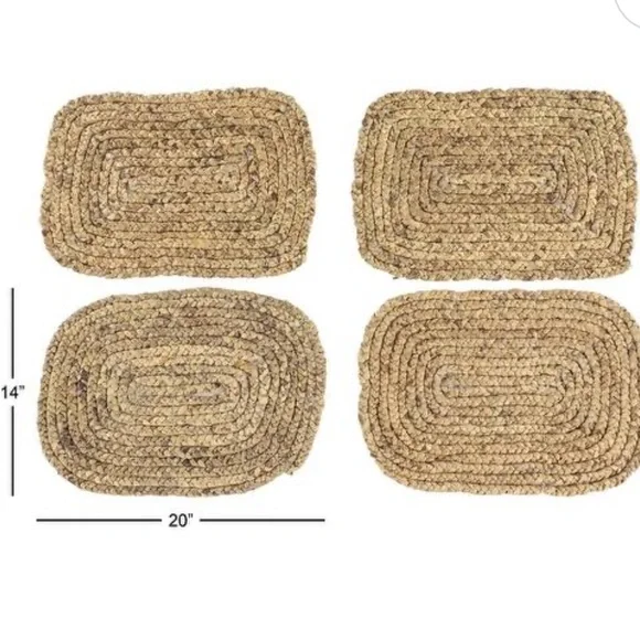 Rectangular Braided BrownWater Hyacinth Placemat - Set of 4GINGER BIRCH STUDIO